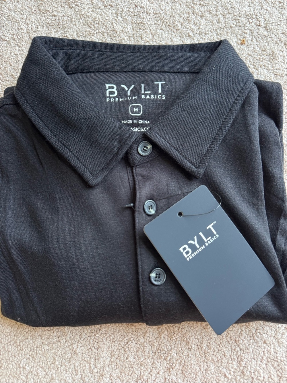 Bylt Premium Basics Long Sleeve Polo Men’s Medium Black